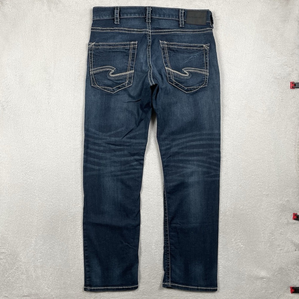 Silver Eddie Jeans Mens 34x31 Blue Dark Wash Embroidered Western Cowboy Whisker